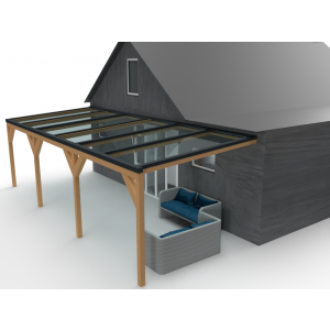 Onderdelen veranda of serre met glazen dak