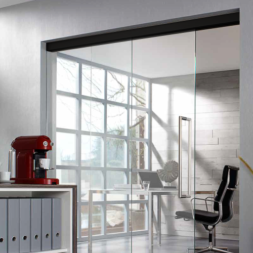 Schuifrail B slide 80 plafondmontage met vaste wand 3000 mm - Zwart