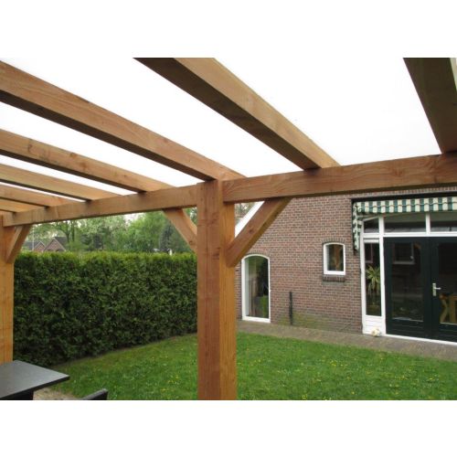Houten veranda inclusief glasdak
