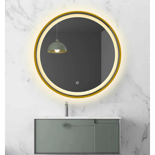 LED spiegel rond met gouden frame - 800 mm