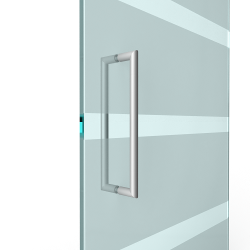 U-greep rond voor glazen deur ø 25mm - L: 525x500mm - RVS