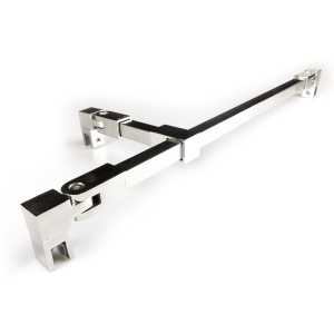 Stabilisatiestang set vierkant glas/glas met T-adapter 1200 mm - Chroom
